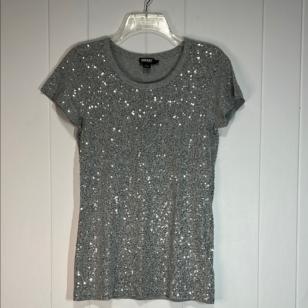 NWT DKNY Gray Sequin Women's Top M